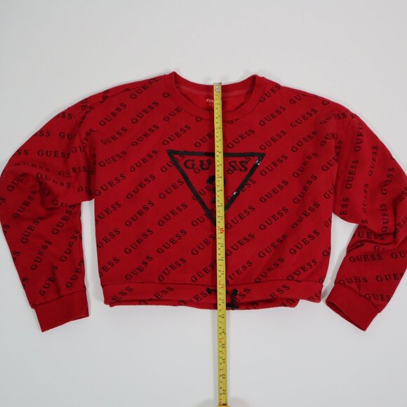 Women's Red Guess Sweatshirt Large Guess Logo Pull String Y2K - Picture 5 of 10